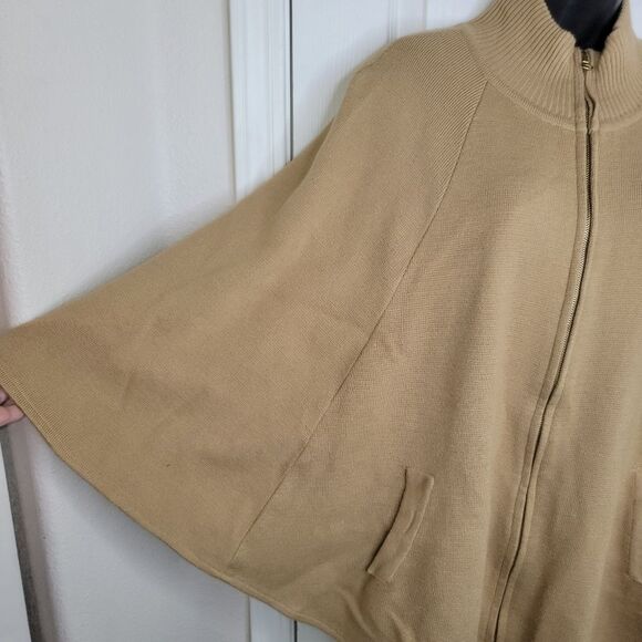 Big Buddah khaki full zip cardigan cape sweater M/L - Picture 2 of 7